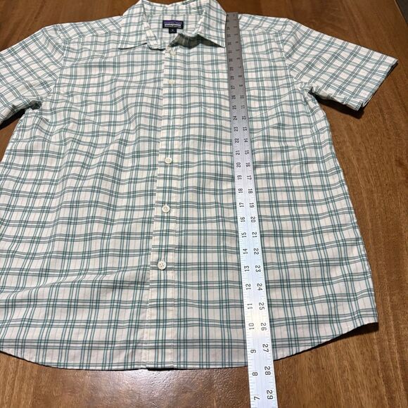 Patagonia Button Front Shirt Men’s Medium / M Green Plaid Organic Cotton Blend - Picture 3 of 5